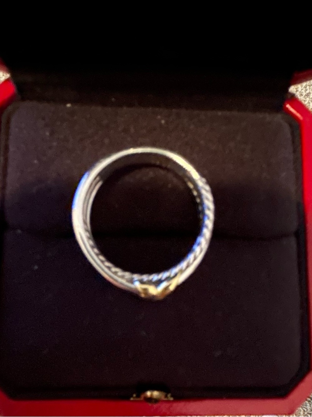 David Yurman Sterling Silver cable twist ring with 18K Gold X Accent - Picture 11 of 15